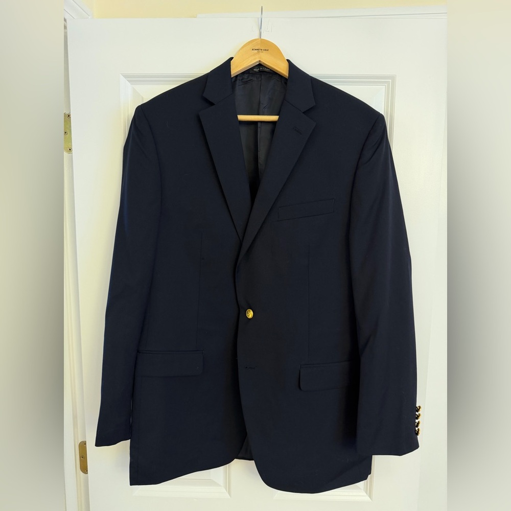 Mens Ralph Lauren Navy Single-Breasted Blazer with Gold Buttons